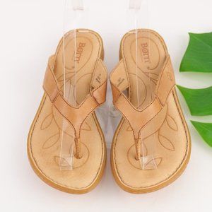 Born Women Amelie Sandal Size 8 Flip Flop Slide Thong Tan Leather Comfy Opanka